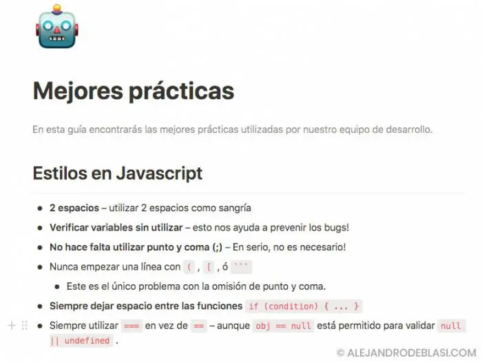 Lineamientos de desarrollo en equipo en Notion