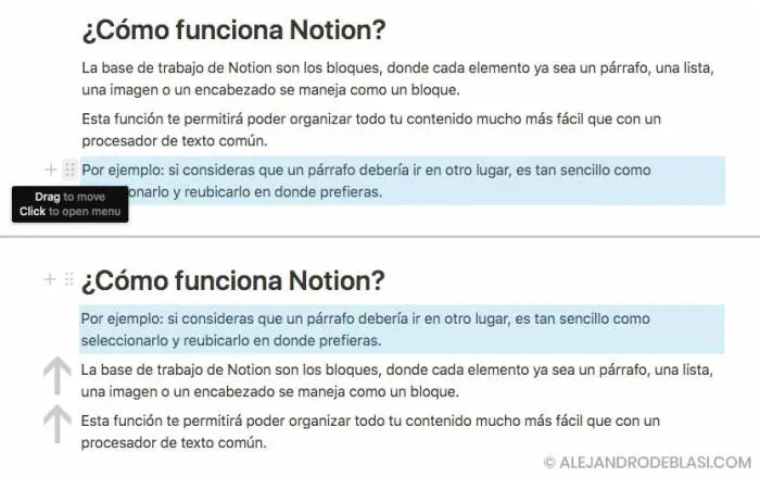 Con Notion puedes mover todo el contenido en forma de bloques