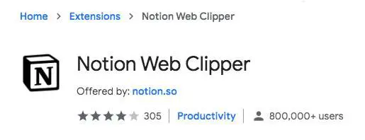 Extensión Notion Web Clipper para Google Chrome