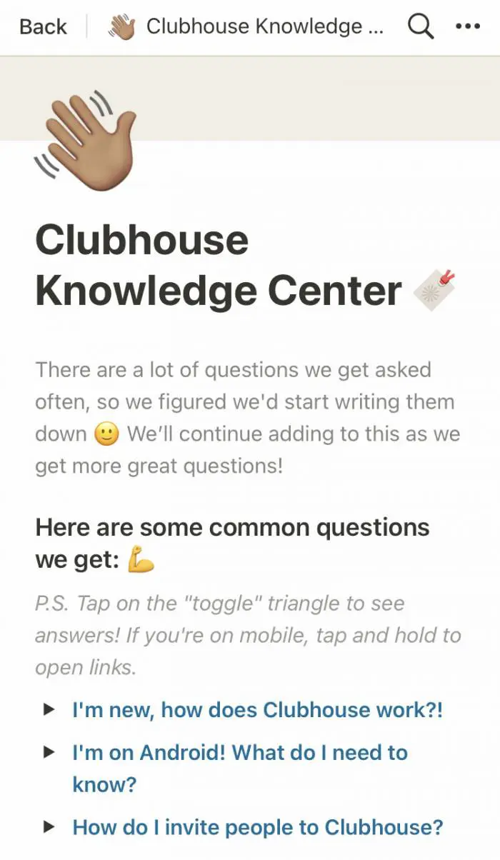 FAQ de la App Clubhouse